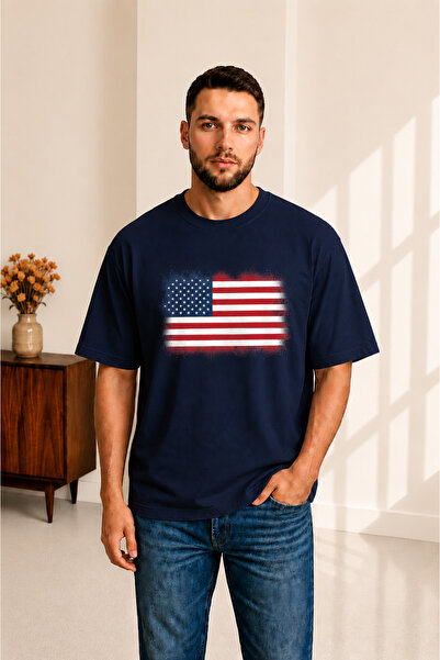 sngl tekstil Tricou cu mânecă scurtă pentru bărbați supradimensionat America ...