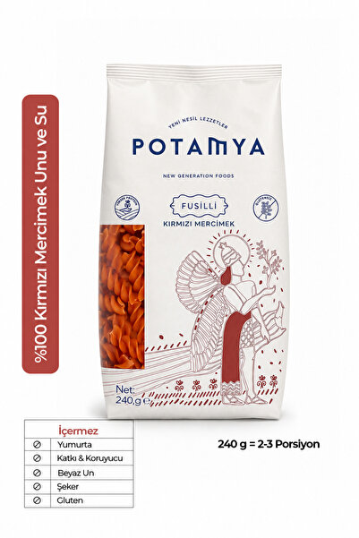 POTAMYA Glutensiz Kırmızı Mercimek Fusilli 240g