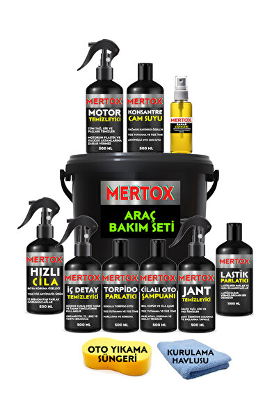 MERTOX 16 Lı Optimum Efsane Kovalı Araç Araba Oto Yıkama Bakım Pasta Cila Tem...