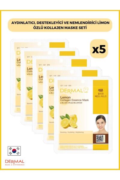 Dermal Lemon Extract Brightening Collagen Mask - 23 Gr 5 Pieces