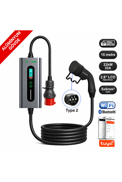 ZTA515 Taşınabilir Elektrikli Araç Şarj Cihazı 32A/22kW/380V (15 metre)
