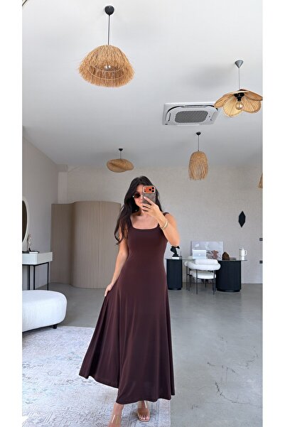 Buket Teke Brown Polyamide Long Dress