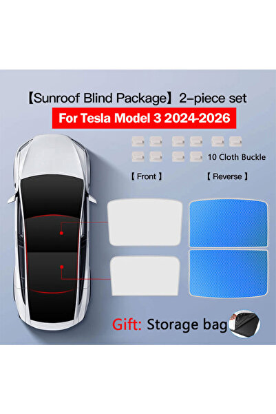 Choice12 Model3 24-26 Blue Sunshades For Tesla Model 3 Sunroof Highland 2026 ...
