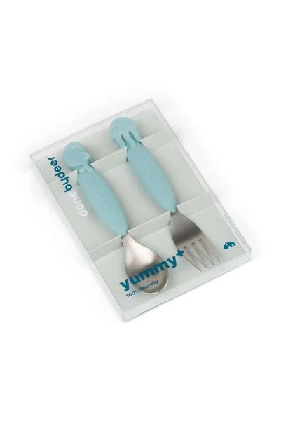 Done by Deer - Sea Friends - Stainless Steel Fork & Spoon Set - Blue
