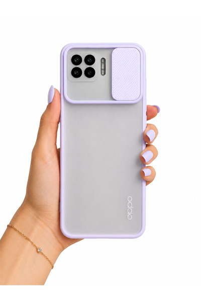 noktaks Oppo A73 Kılıf Kamera Sürgü Mat Arka Yüzey Renkli Çerçeve Lensi Kapak