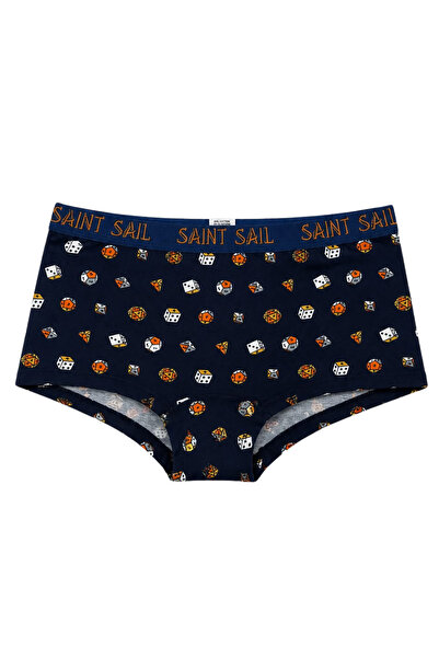 Saint Sail Zar Patterned Navy Blue Women's Boyshort Panties