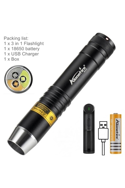 Choice Black 3-in-1 White Yellow 365nm UV LED Flashlight Jewelry Jade Stone C...