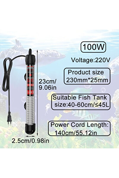 Choice1 100W Aquarium Submersible Heater Fish Tank Water Heating Rod Constant...