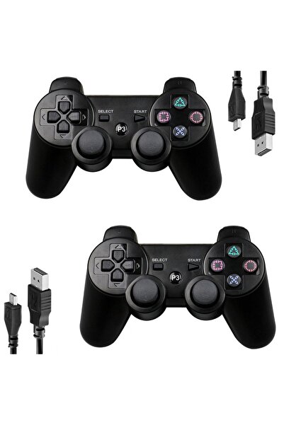 Choice1 Black Black 2 Pack PS3 Wireless Controller Playstation 3 Controller W...