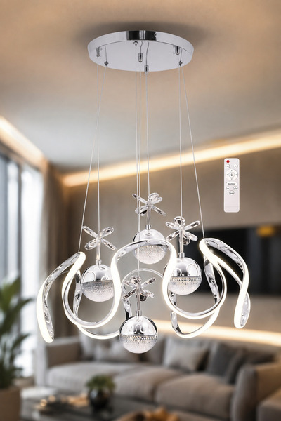 VENON Ledli Avize Ledli Salon Avizesi AYDINLATMA HELEZON 6 LI LEDLİ 3 RENK YA...