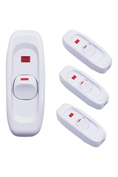 Choice1 white 4pcs 4PCS Inline Cord Switch Appliance Button On/Off 10A 12V In...