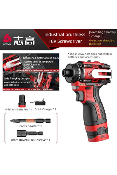 Deli EU CHIGO 18V CHIGO Brushless Electric Drill Cordless Knockable Driller D...