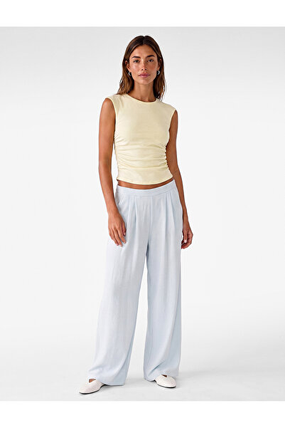 Koton Viscose Fabric Pleated Detail Pockets Straight Wide Leg Palazzo Pants