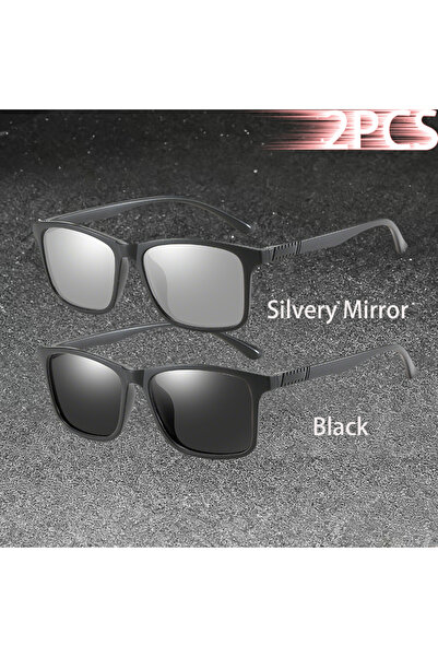 Choice6 SilveryMirror-Black 1-2PCS Luxury Men Sunglasses Fashion Vintage Squa...