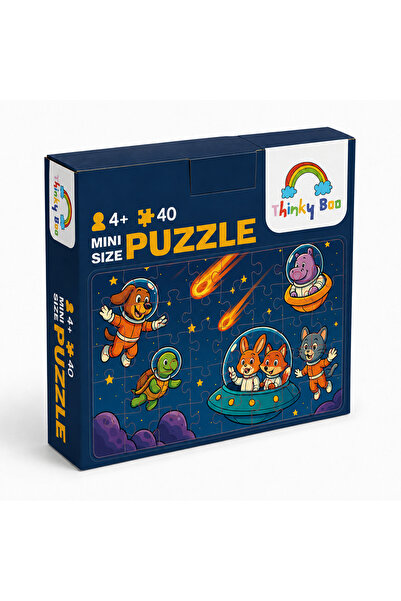 Thinky Boo Astronotlar Mini Puzzle 40 Parça 3-7 Yaş Eğitici Çocuk Puzzle Yapboz