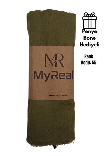 MyReal Bamboo Kraş Shawl Pale Khaki - Non-Ironing Natural Texture (90X200 cm)