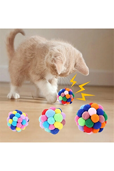Choice 2.36in Colorful Fuzzy Pom Pom Balls for Cats High Quality Soft and Dur...