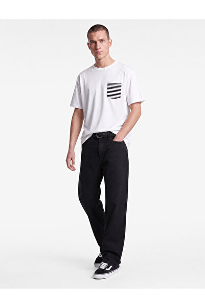 Koton Regular Fit Striped Pocket Detailed Tok Fabric Short Sleeve Crew Neck T...