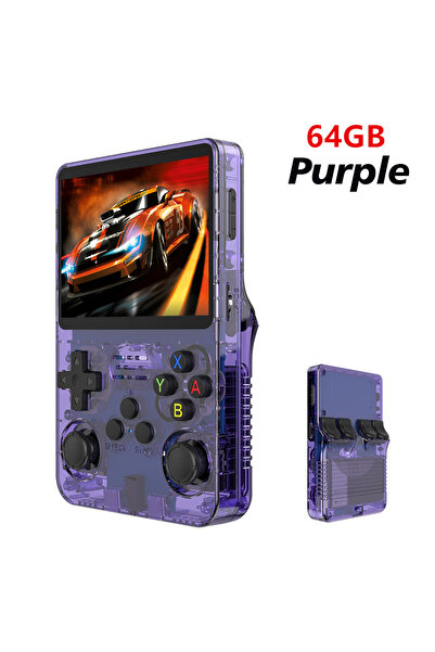 Choice4 Purple 64GB Retro R36S Handheld Video Game Console 3.5 Inch IPS Scree...