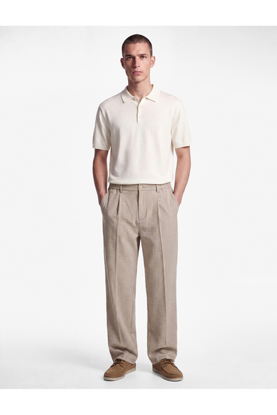 Koton Regular Fit Viscose Blend Pleated Fabric Trousers with Pockets