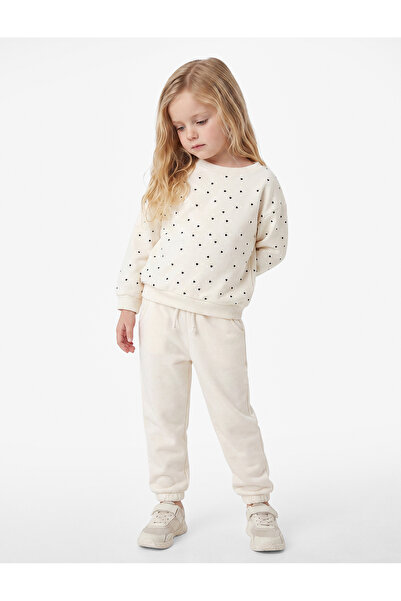 Koton Long Sleeve Crew Neck Heart Patterned Cotton Sweatshirt