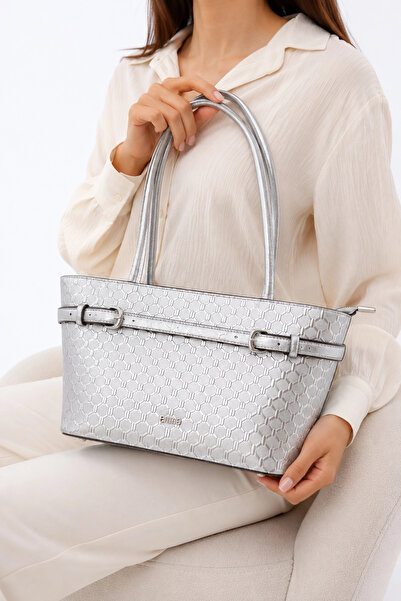 Gondol Women's Daily Hand and Shoulder Bag Ald.4586 Silver