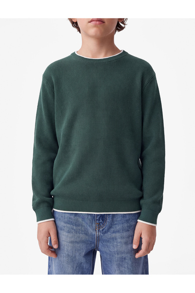 Koton Cotton Long Sleeve Crew Neck Knit Sweater