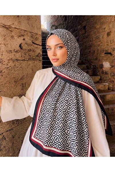 Axesoire 15388 Desenli Siyah Kırmızı Şal 90x180 cm