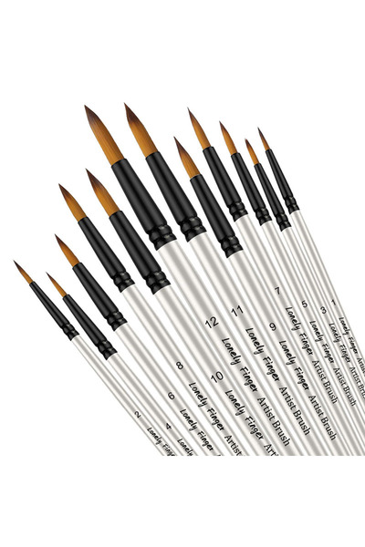 Choice1 12pcs Round White 12/48pcs Artist Paint Brushes Set For Oil Acrylic F...