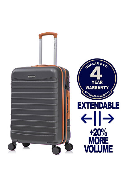 Quasar & Co. Medium expandable trolley 66x41x26-31cm, checked luggage, zipped...