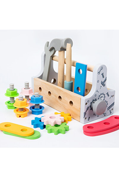Choice 1 set Children Toolbox Wooden Toys Pretend Play Set Nut Disassembly Sc...