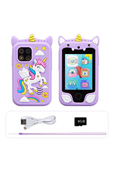 Choice Purple With 8G Kids Muscial Smart Phone Toys Cartoon Unicorn Touchscre...