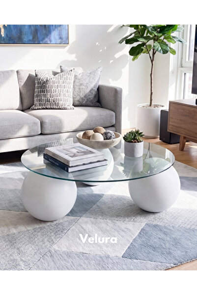 Velura Home & Living Modern Orta Sehpa & Küre Sehpa & Top Sehpa & Cam Sehpa Y...