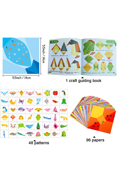 Choice 96 sheets Origami Kit 30/96 Sheets Origami Paper Craft Guiding Book DI...