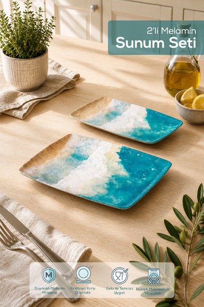 Vienev 2 Piece Melamine Presentation Plate Set, Presentation Plate, Serving P...