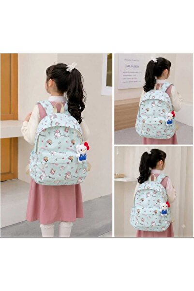 Hello Kitty حقيبة ظهر هيلو كيتي، حقيبة مدرسية. مع دمية قطيفة صغيرة