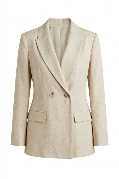 Bade Butik Stone Color Linen Blazer Jacket