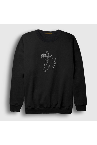 Presmono Unisex Black Kiss V2 Valentine's Day Valentine's Day Sweatshirt