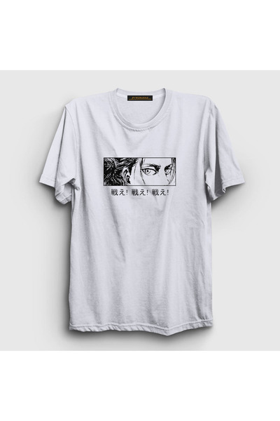 Presmono Unisex White Eren Yeager Flowers Anime Attack On Titan T-shirt314482tt