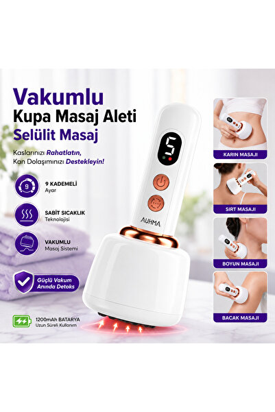 Enshall Vakumlu Sıkılaştırıcı Auhma Isıtmalı Şarjlı Vücut Masaj Aleti Yağma Y...