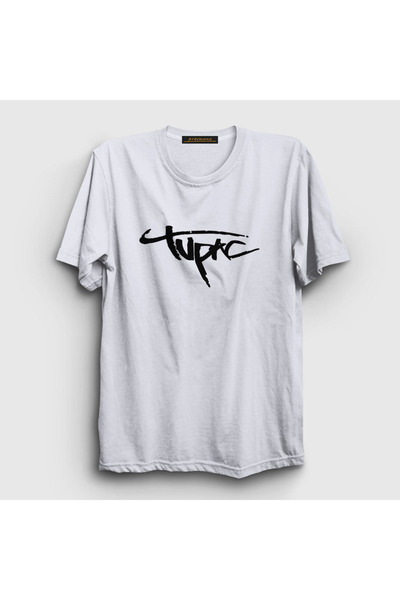 Presmono Unisex beli logo Tupac Shakur T-shirt 46031tt