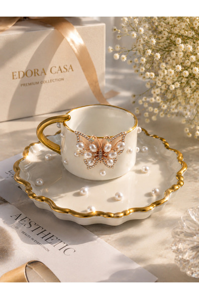 luxurychampagnetr Single Stoned Object Detailed Luxury Turkish Coffee Cup Set...
