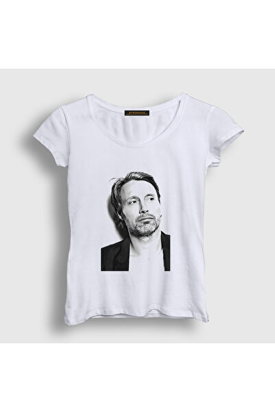 Presmono Women's White Pose V2 Mads Mikkelsen T-Shirt 555591Tt