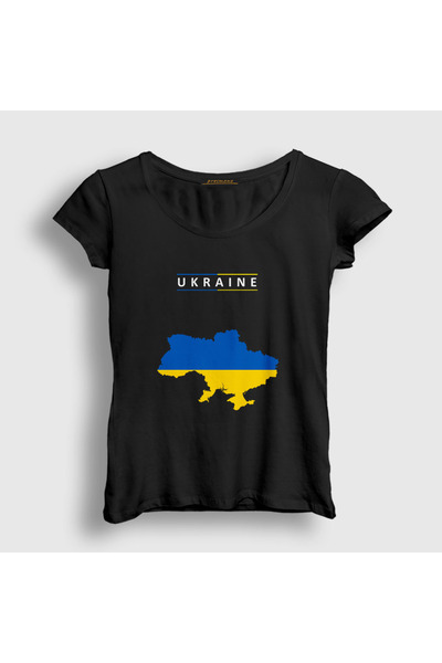 Presmono Women's Black Ukraine Map Flag Ukraine Map Flag T-Shirt 563377Tt