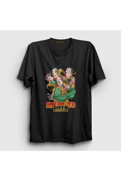 Presmono Unisex Black Taro Sakamoto Days T-Shirt 584111Tt
