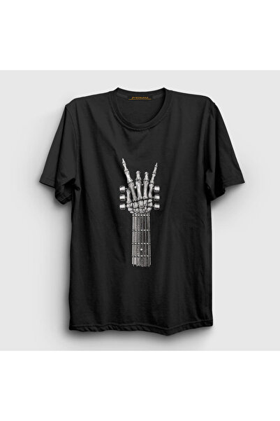 Presmono Унисекс црна T-shirt са скелетном ручном гитаром, рок, 340229tt