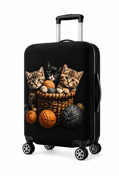 Bag line Likralı Esnek Kumaş Kedi Sepeti Baskılı Dayanıklı Valiz ve Bavul Kılıfı