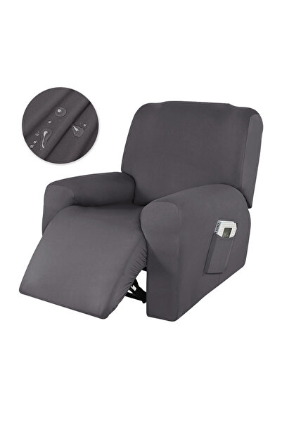 Choice 1 Seater Grey Waterproof Recliner Sofa Cover Non-slip Milk Silk Sofa C...