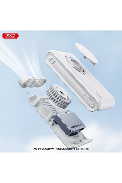 Xo 6in1 Taşınabilir Mini Fan – 2000mAh, Klipsli, 9 Saat Çalışma, 3 Hız Modu, ...