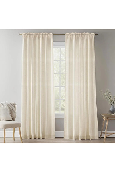 Choice1 132x216CM Linen color Natural Linen Voile Curtain 132CM Drop Net Curt...